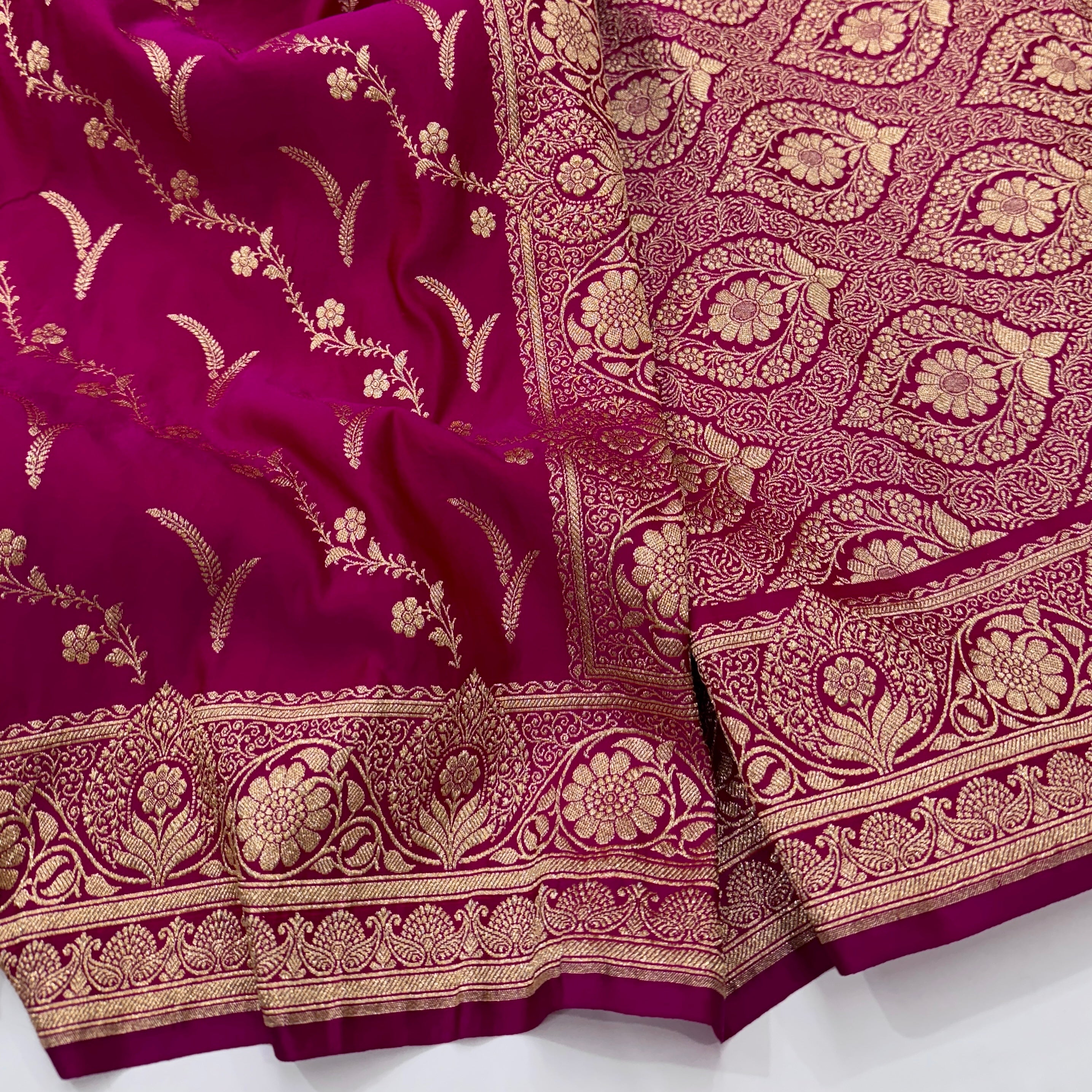 Rani Cross Pattern Katan Silk Saree