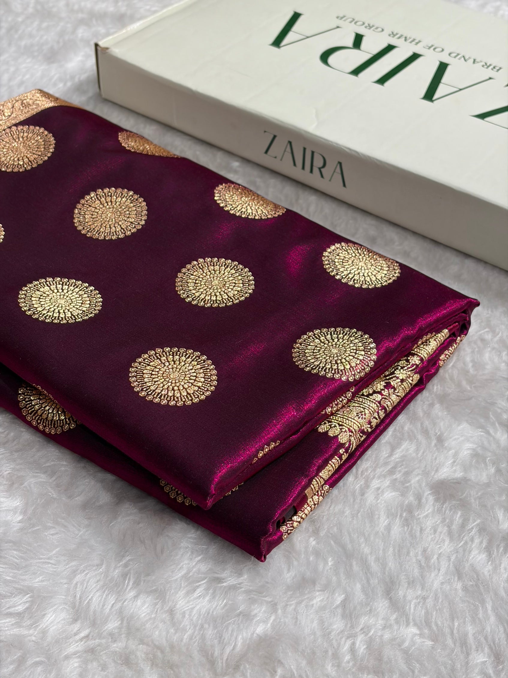Wine Shades Banarasi Satin Silk Saree SS33
