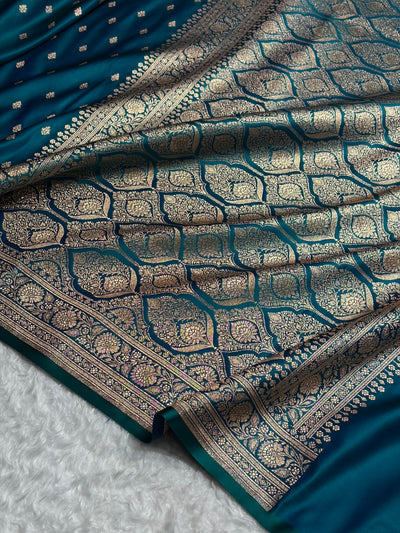Banarasi Boota Katan Silk Saree In Peacock Shades SK03