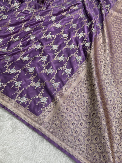 Lavender Minakari Jaal Mashru Silk Saree MCS08