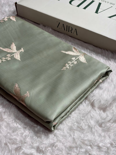 Light Grey Floral Motif Mashru Silk Saree MSM-04