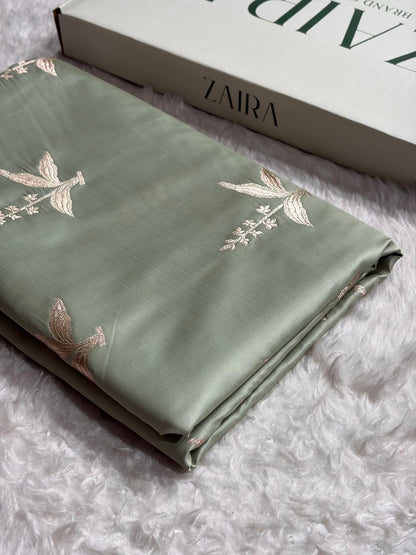 Light Grey Floral Motif Mashru Silk Saree MSM-04
