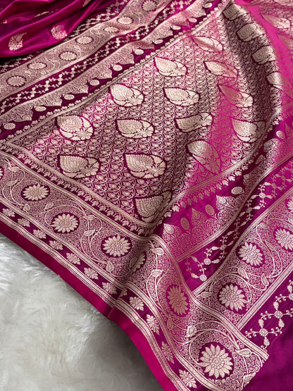 Wine Shades Banarasi Boota Pattern Floral Mashru Silk Saree MSM-114