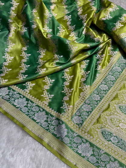 Green Shades Rangkart Cross Mashru Silk Saree