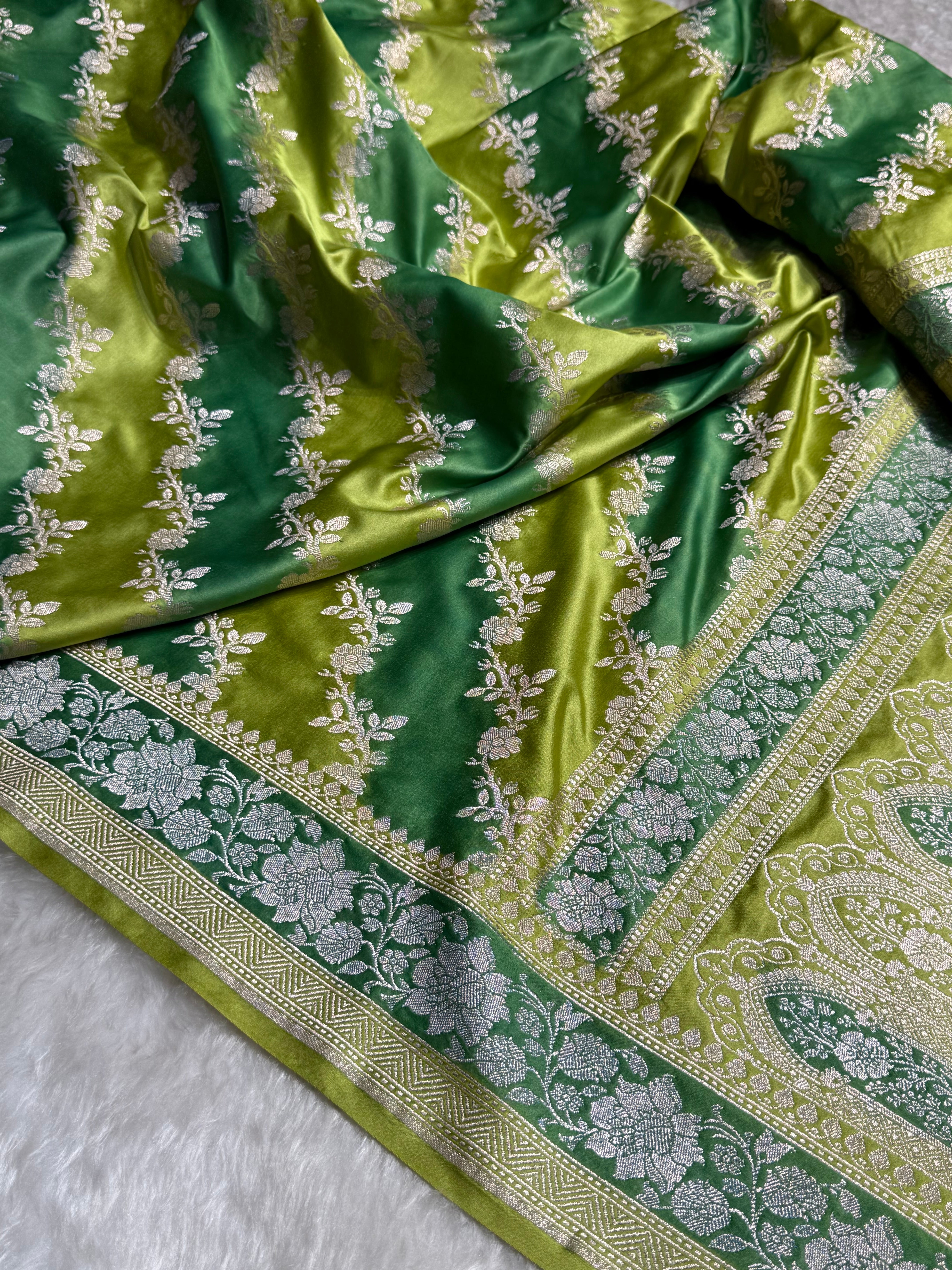 Green Shades Rangkart Cross Mashru Silk Saree
