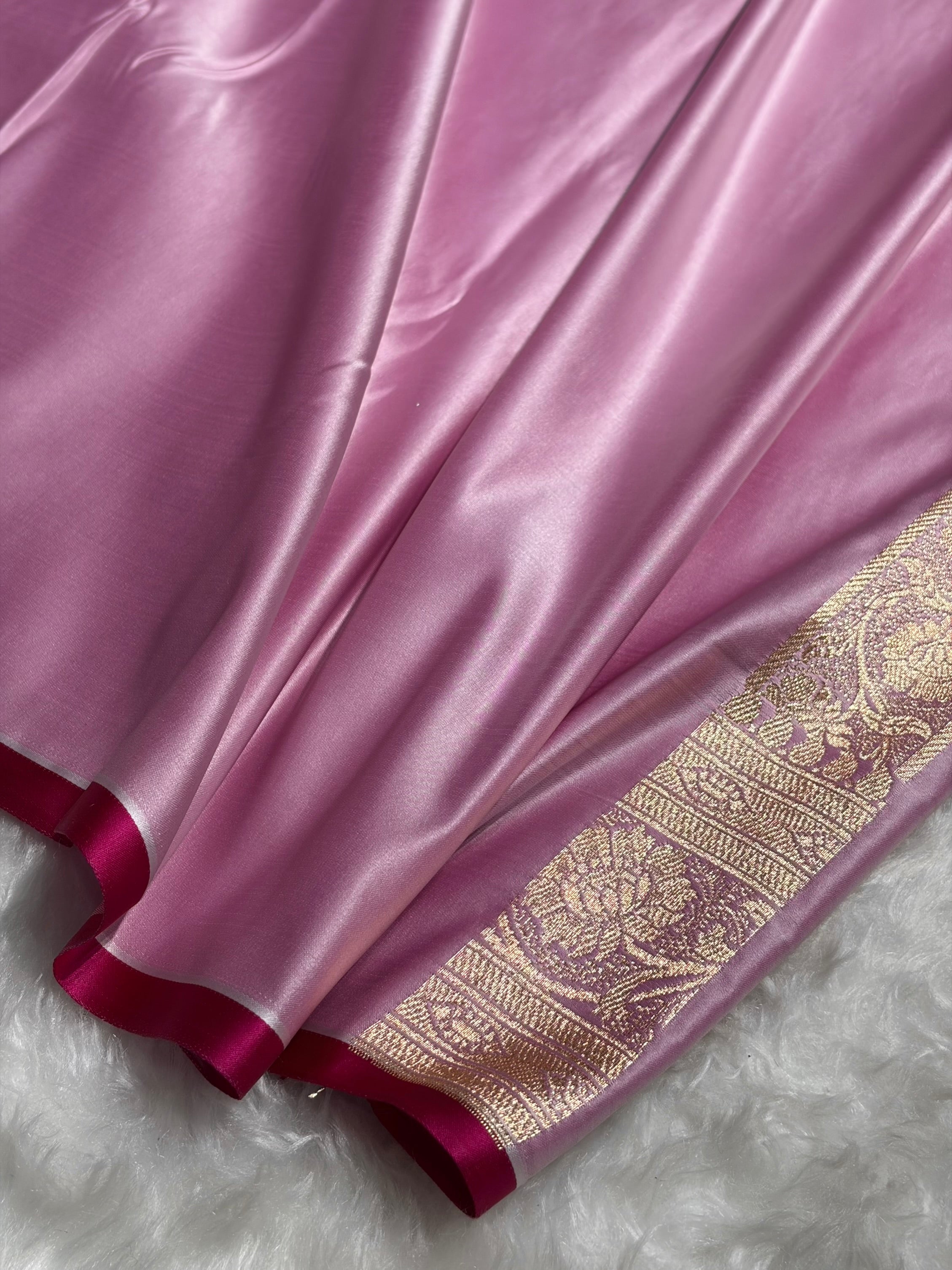 Lavender Jaal Pattern Satin Katan Silk Saree SK25