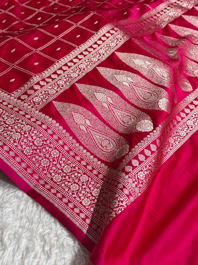 Cross Rani Shades Banarasi With Floral Border Mashru Silk Saree MSM-124