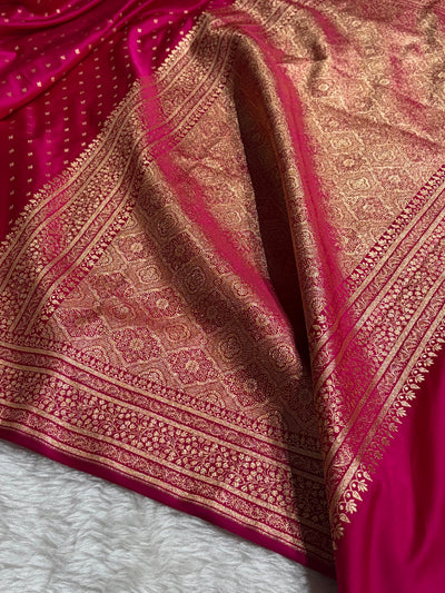 Banarasi Satin Katan Saree in Rani Shades SK88