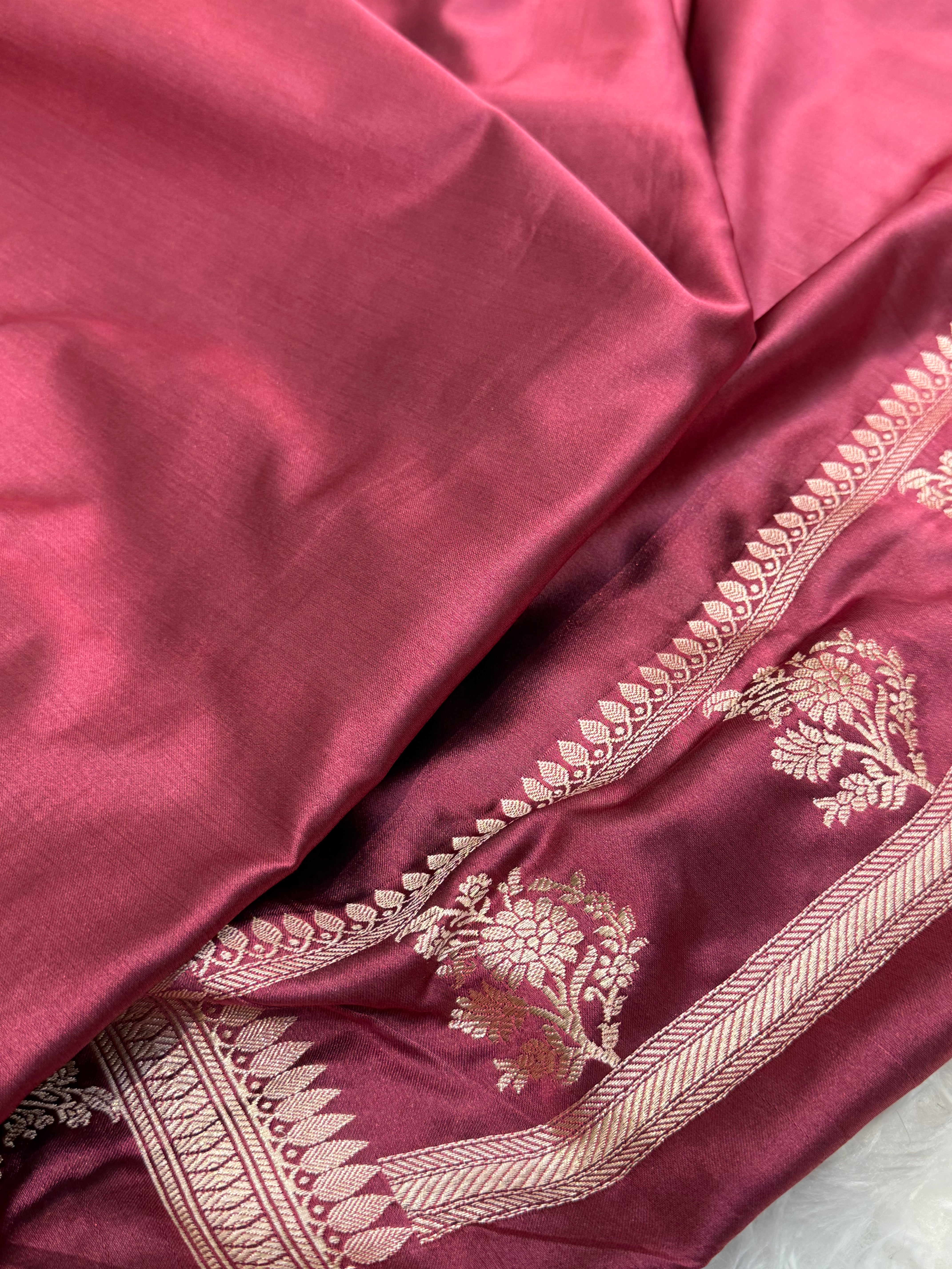 Dusty Peach Booti Mashru Silk Saree