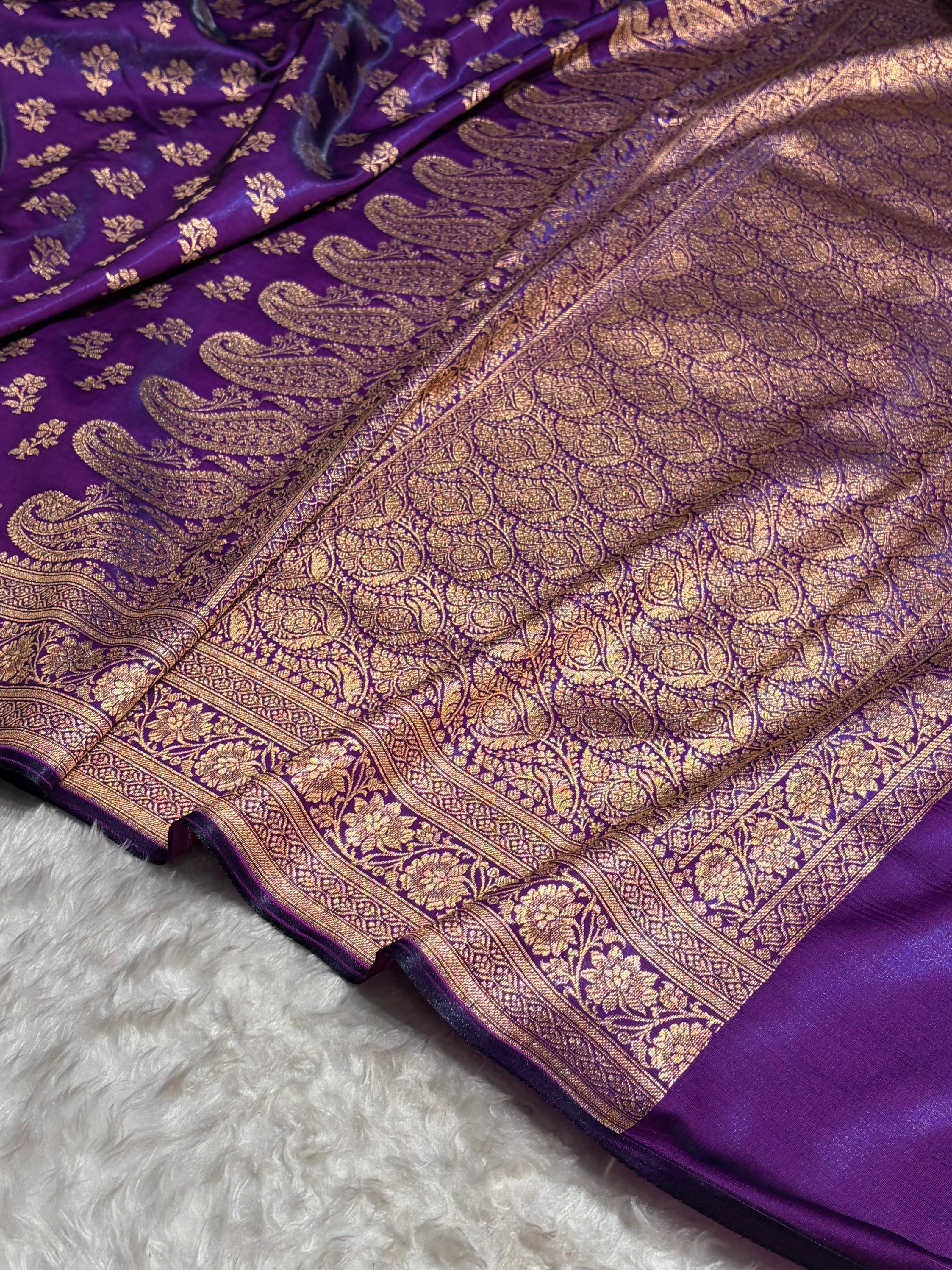 Purple Shades Banarasi Satin Silk Saree SS34