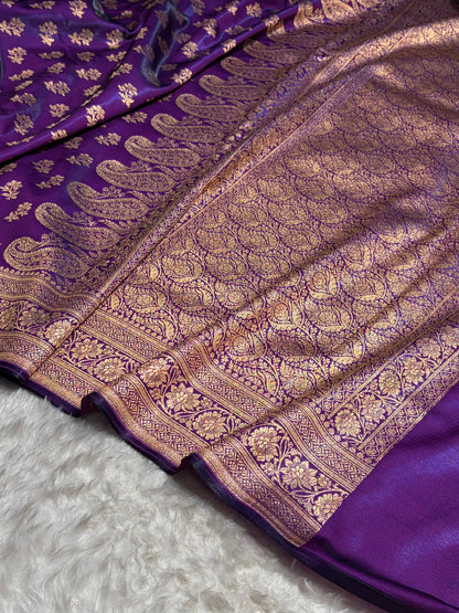 Purple Shades Banarasi Satin Silk Saree SS34