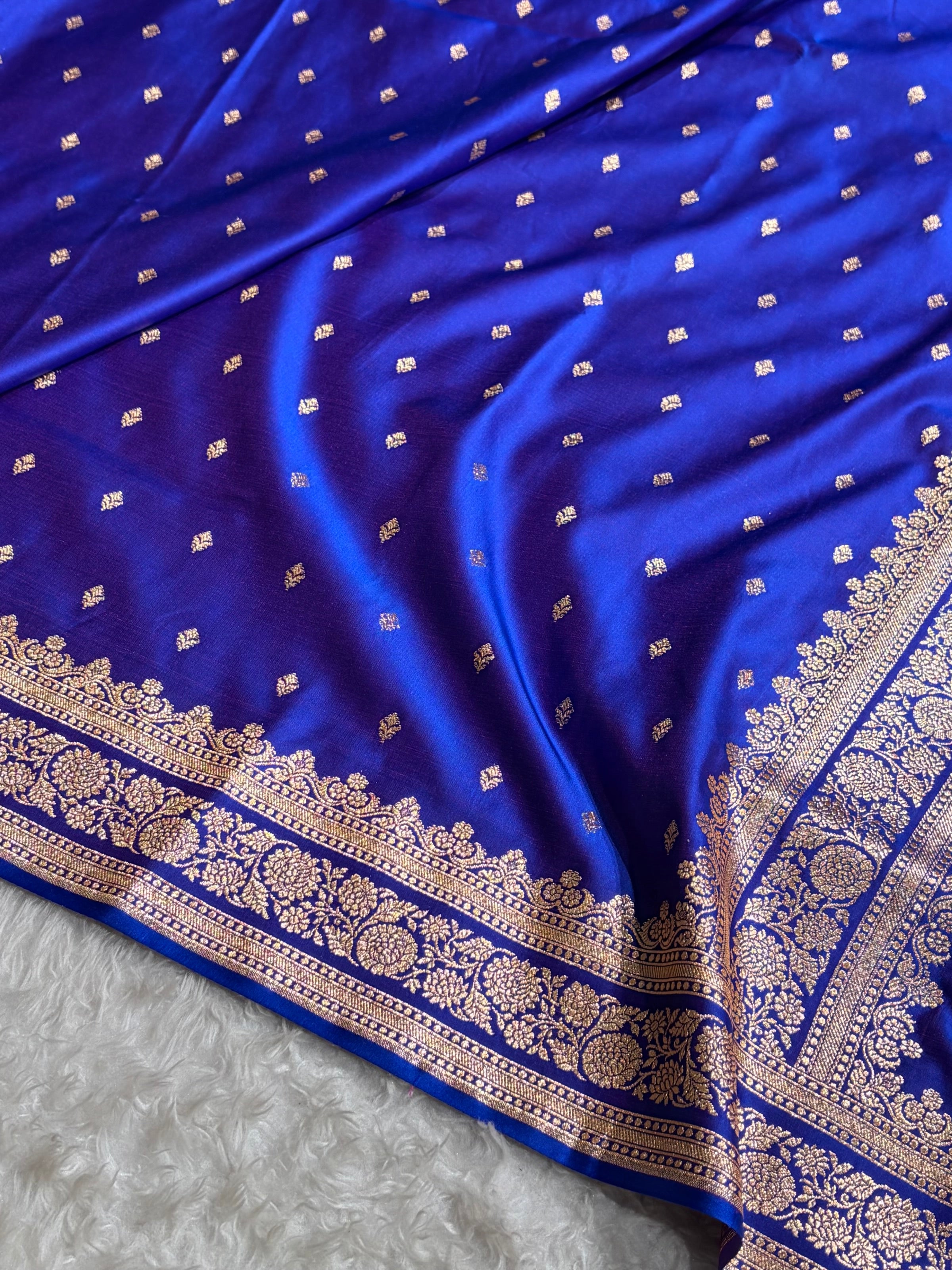 Royal Purple Booti Pattern Satin Katan Silk Saree SK51