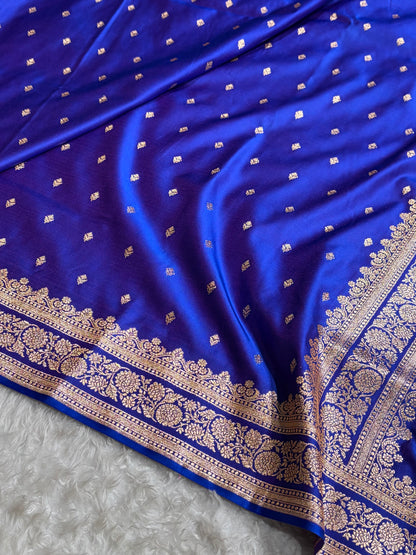 Royal Purple Booti Pattern Satin Katan Silk Saree SK51