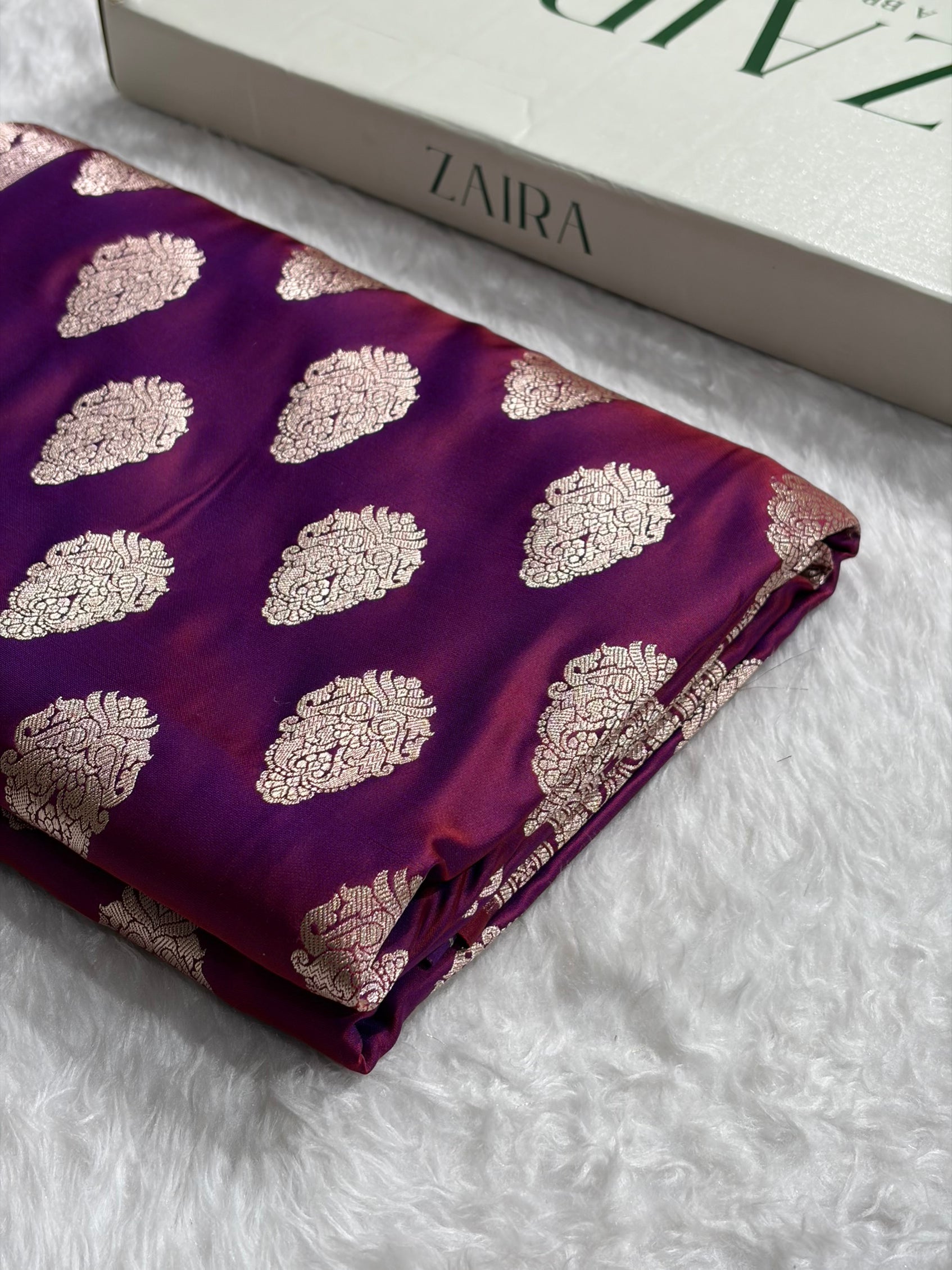 Reddish Magenta Shades Banarasi Boota Pattern Floral Mashru Silk Saree MSM-105