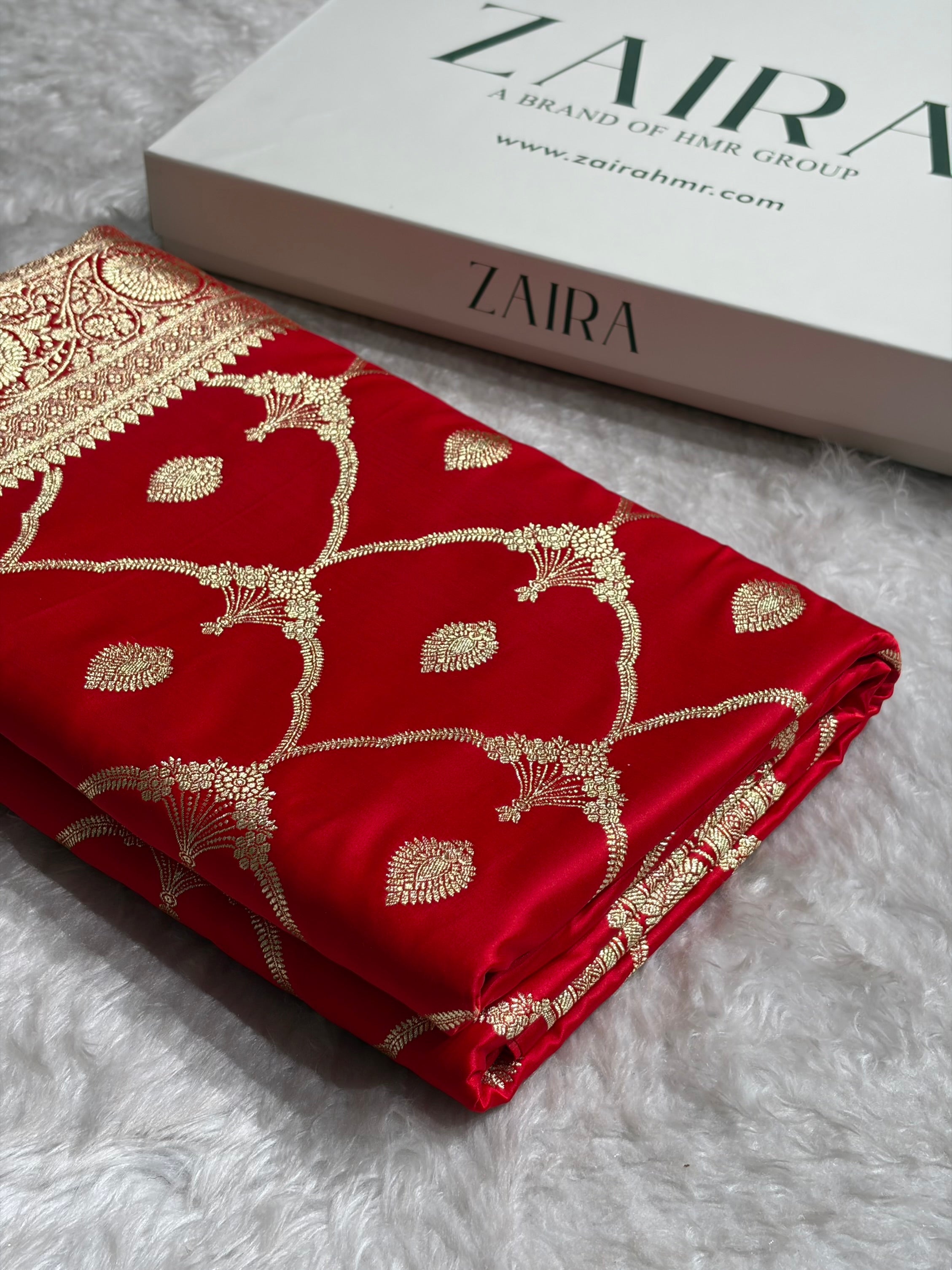 Bridal Red Jaal Pattern  Banarasi Katan Silk Saree SK14