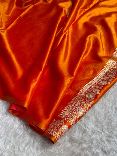 Banarasi Satin Silk Meena Boota in Fire Gold Shades SS38