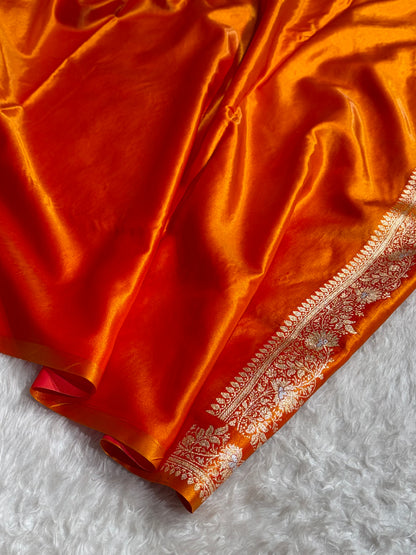 Banarasi Satin Silk Meena Boota in Fire Gold Shades SS38