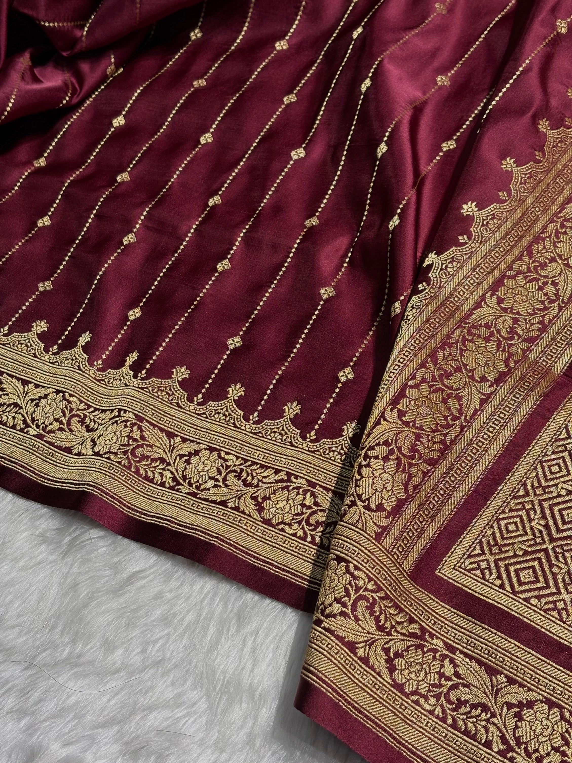 Garnet Shades Satin Katan Silk Saree SK63