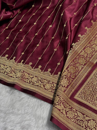 Garnet Shades Satin Katan Silk Saree SK63