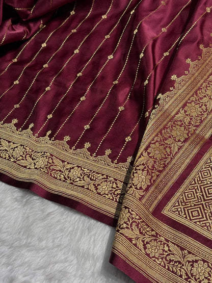 Garnet Shades Satin Katan Silk Saree SK63