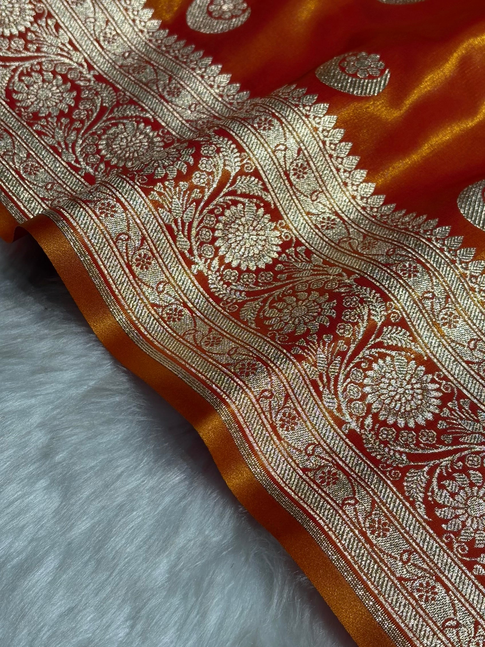 Orange Chand Tara Satin Silk Saree SS04