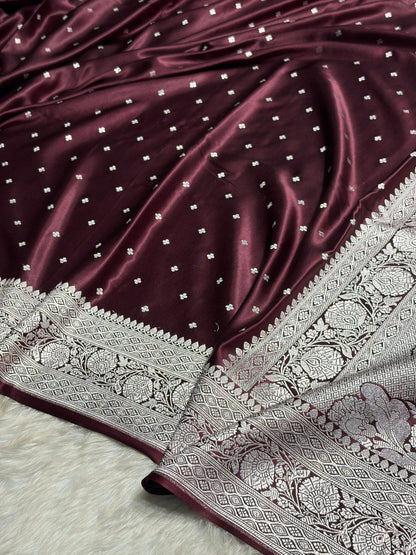 Garnet Shade Booti Mashru Silk Saree MS38