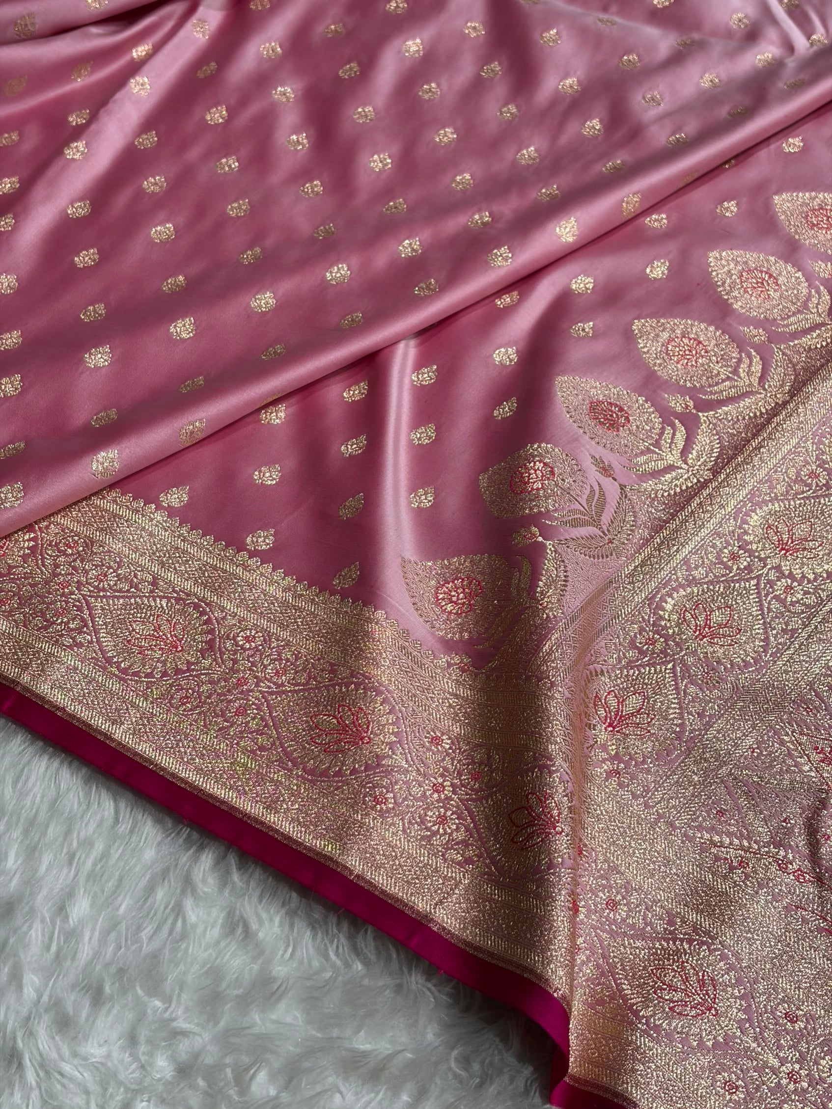 Katan Silk Saree In Baby Pink Shades SK10