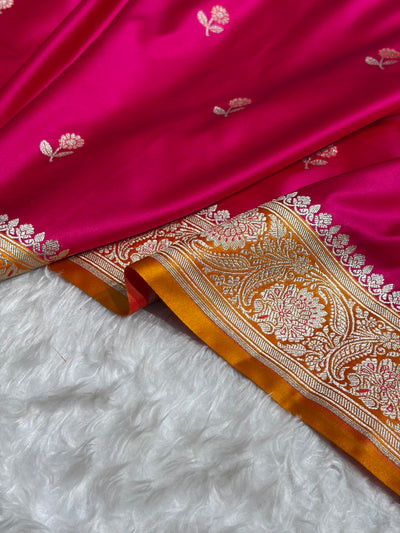 Rani / Mustard Shades Banarasi Booti Pattern Mashru Silk Saree MSM-137