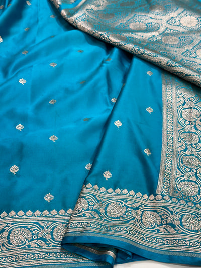 Dusty Blue Mashru Silk Booti