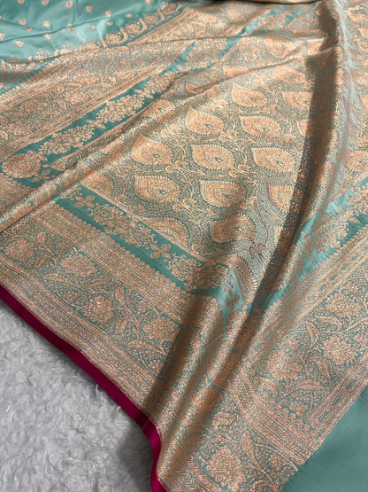 Banarasi Katan Silk Saree In Sea Green Shades SK08