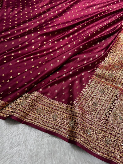 Banarasi Satin Katan Saree With Swarovski Work in Chocolate Shades BSK88
