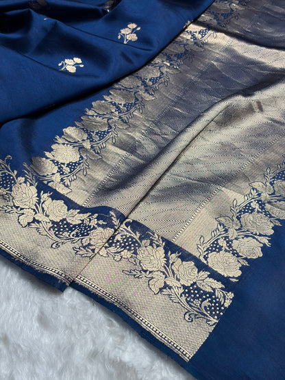 Royal Blue Shades Handwoven Pure Paper Silk RM-55