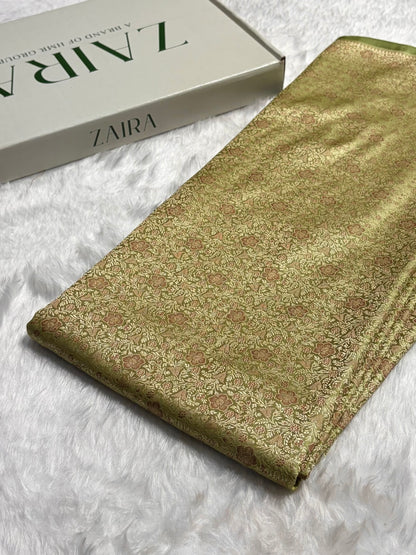 Pista Jamawar Tanchoi Katan Silk Saree SKTM-14
