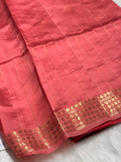 Dusty Peach Shades Meena Boota Handwoven Pure Paper Silk RM-02
