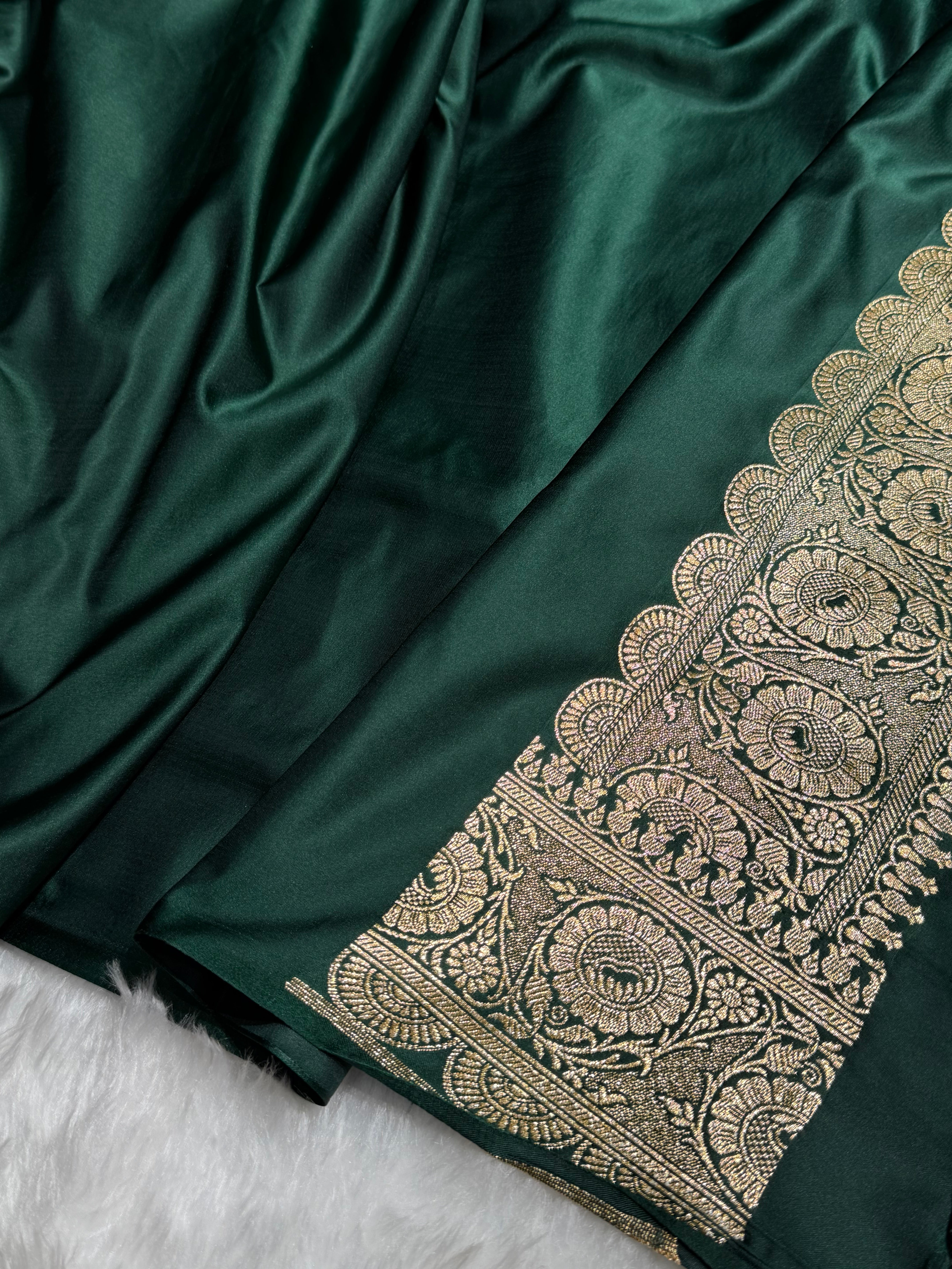 Banarasi Satin Katan Saree With Boota in Black Shades SK97