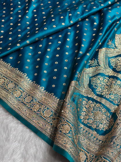 Banarasi Peacock Katan Silk Saree With Ari Zardozi and Swarovski stone work BSK01