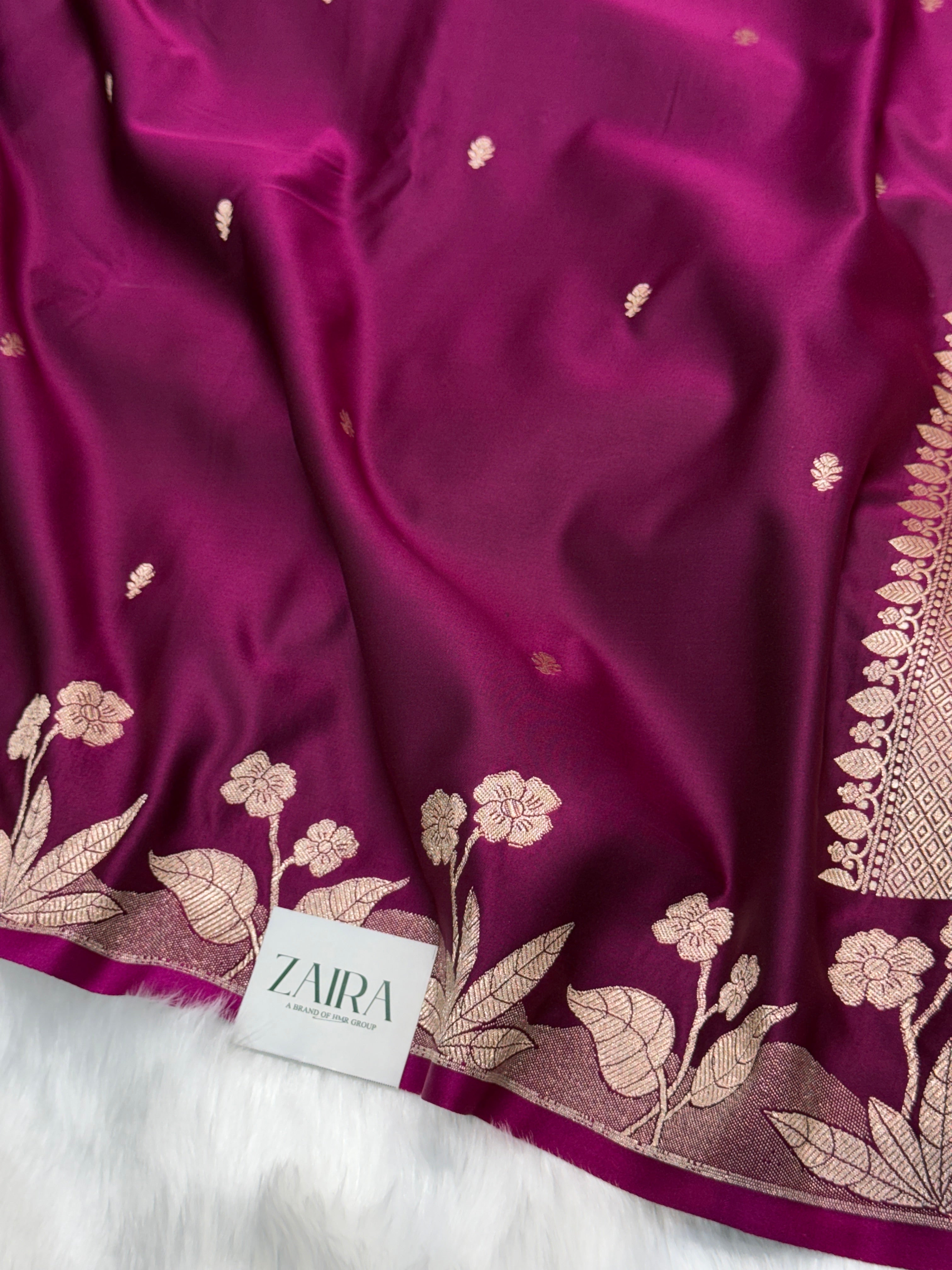 Wine  Floral Booti Mashru Silk Saree  MSM-68