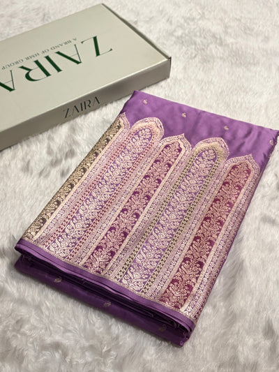 Skirt Border Lavender Minakari Mashru Silk Saree MCS13