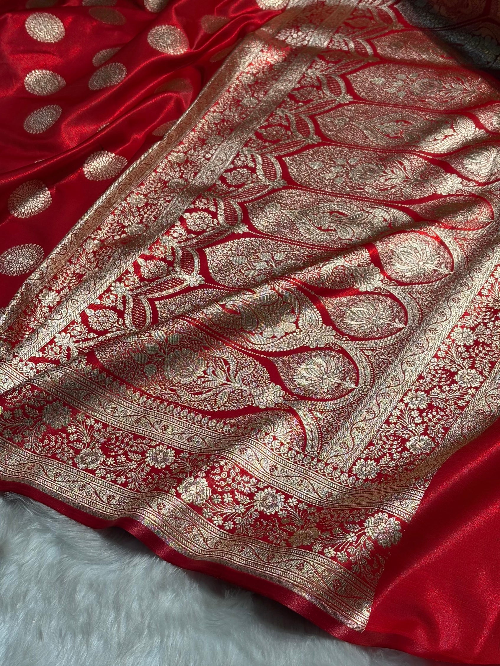 Red Shades Banarasi Satin Silk Saree SS33