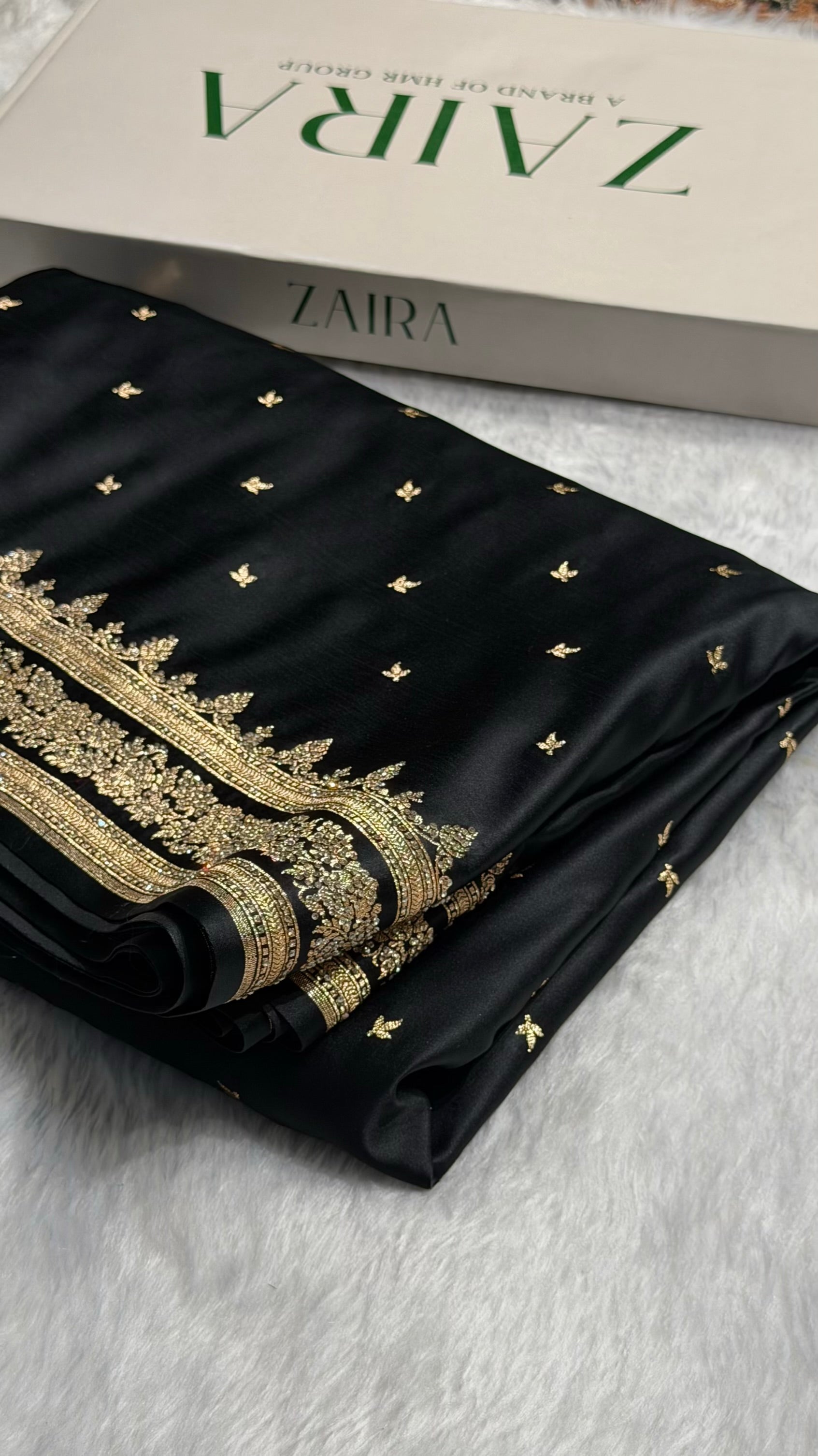 Black Banarasi Swarovski Work Booti Katan Silk Saree BSKM17