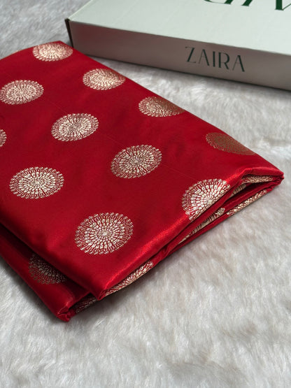 Red Shades Banarasi Satin Silk Saree SS33