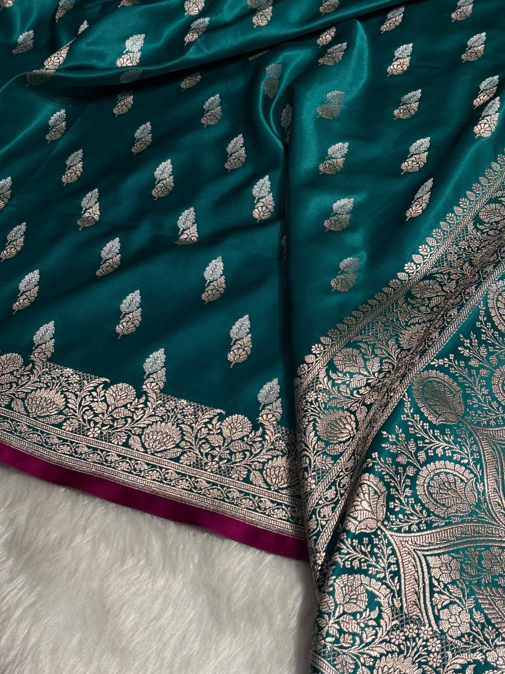 Rama Shades Floral Booti Mashru Silk Saree MSM-69