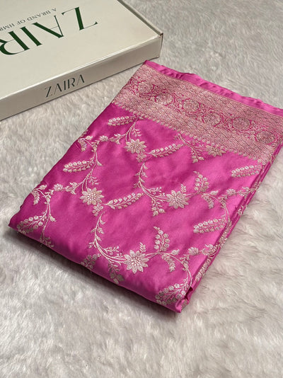 Blush Pink Jaal Mashru Silk Saree MCS23