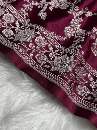 Garnet Jaal Pattern Mashru Silk Saree MCS56