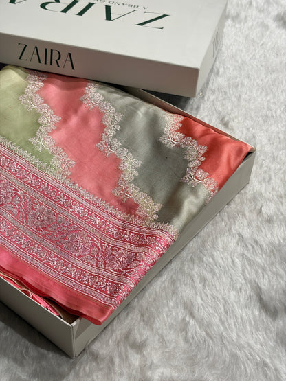 Multi Shade With Cross Rangkat Mashru Silk Saree