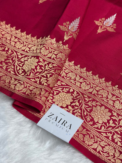 Ruby Pink Shades Boota Handwoven Pure Katan Raw Mango Silk RM-18