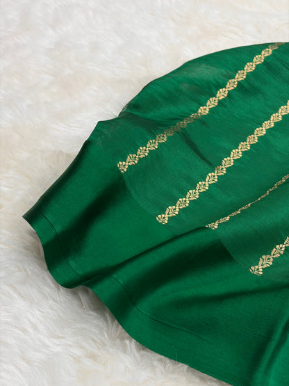 Bottle Green Shades Rangkart Handwoven Pure Katan Paper Silk RM-44