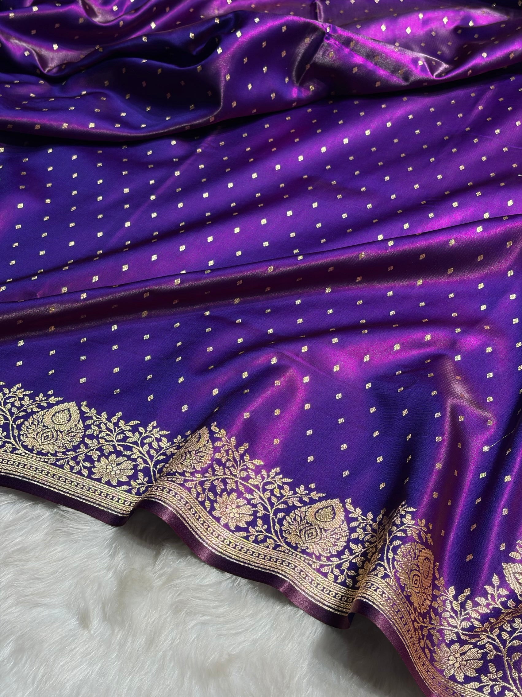 Ultra Light Weight Satin Silk Boota in Magentic Wine Shades SS31