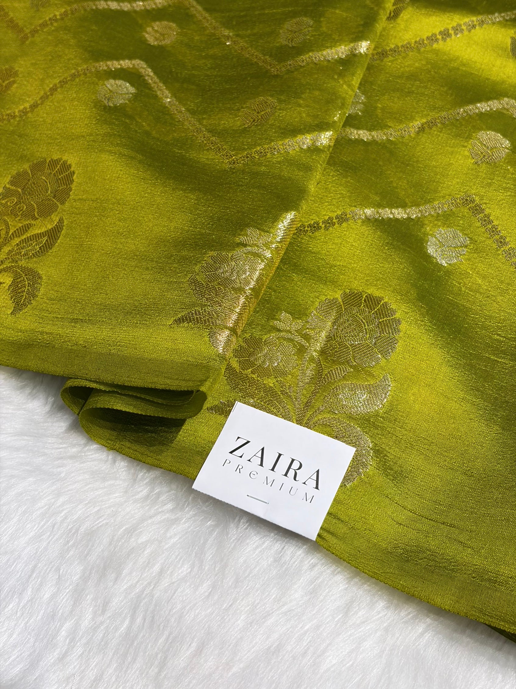 Mehendi Shades Boota Caramel Silk Saree CS-03