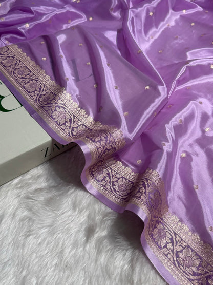 Lavender With Minakari Shades Crepe Silky Katan Banarasi Saree CSK-03